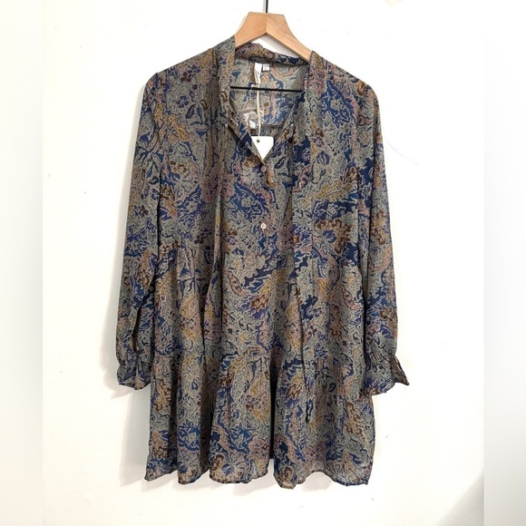 Elan NWT Vintage Boho Tapestry Print Tiered Dress NWT Large - Picture 2 of 5